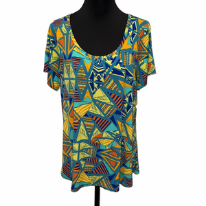 LuLaRoe XL Classic T Geometric Stretch Tunic Top Colorful Soft NWT
